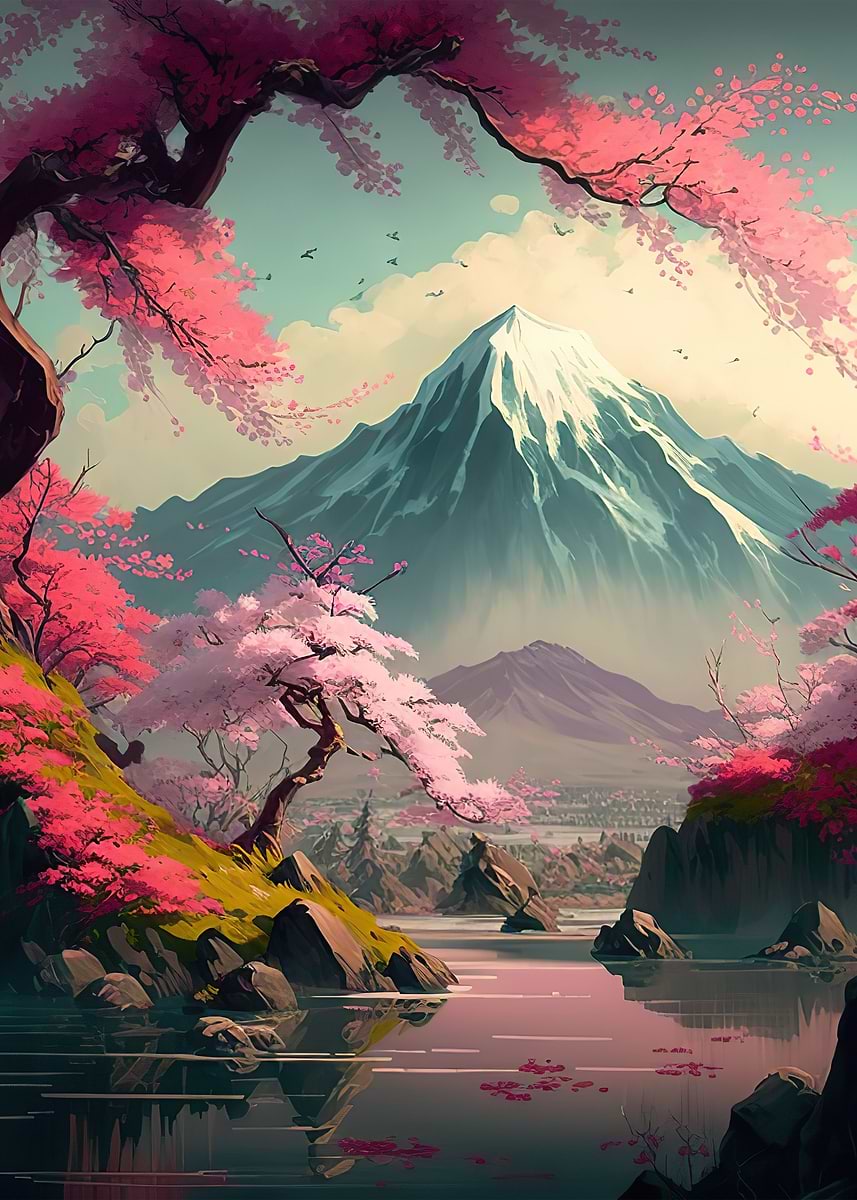 japanese cherry blossoms Poster, Picture & Metal Print