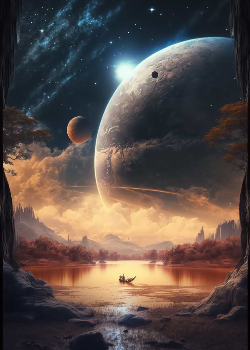 Exoplanet Hyperion Terra — from the Alien Worlds collection, a Pixaverse metal print