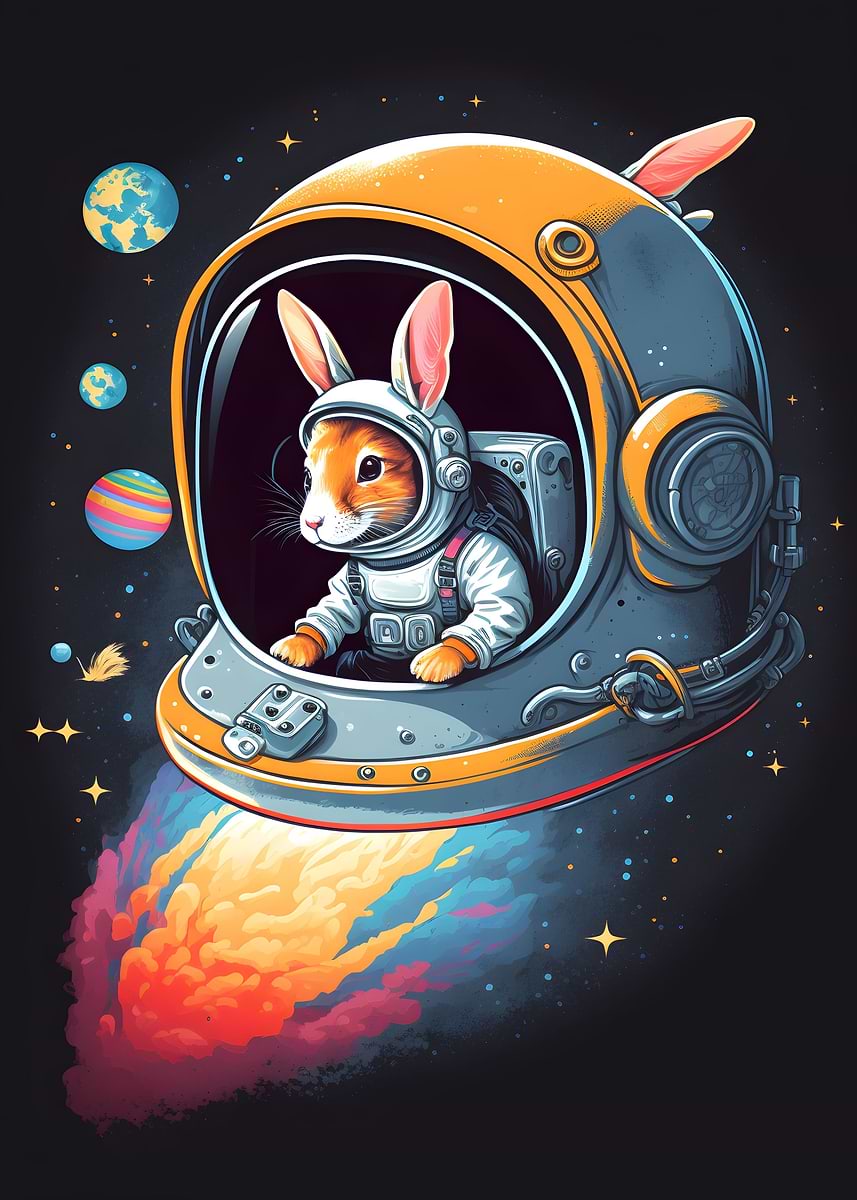 'Rabbit in Space' Poster, picture, metal print, paint by V Styler ...