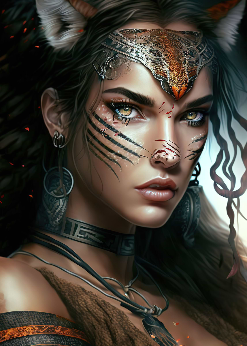 'beautiful amazon woman' Poster, picture, metal print, paint by ...