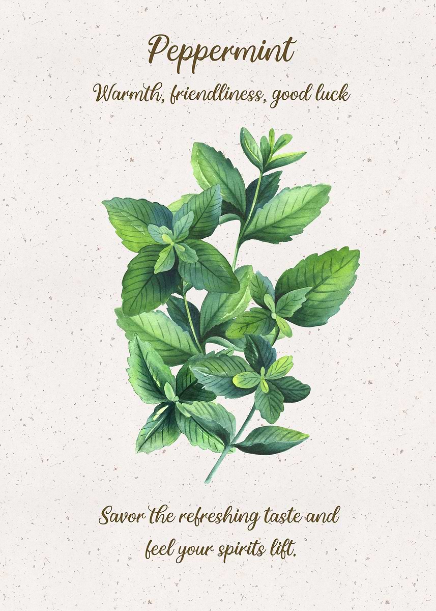 'Peppermint Flower Language' Poster, picture, metal print, paint by ...