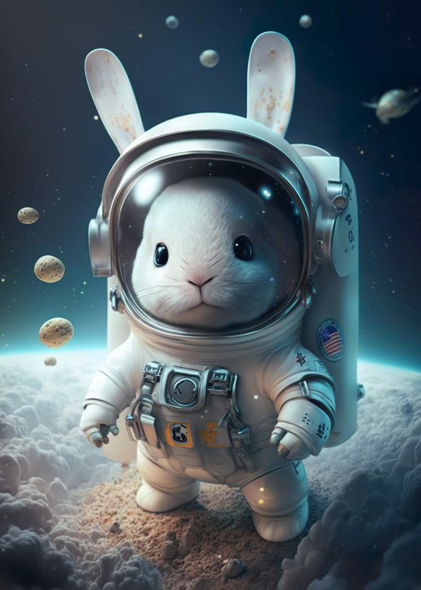 'Astronaut Space Rabbit' Poster, picture, metal print, paint by Dennex ...