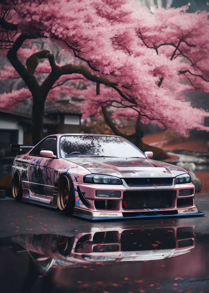 Nissan S15 Silvia Sakura — from the Trending Cars Retro collection, a Pixaverse metal print