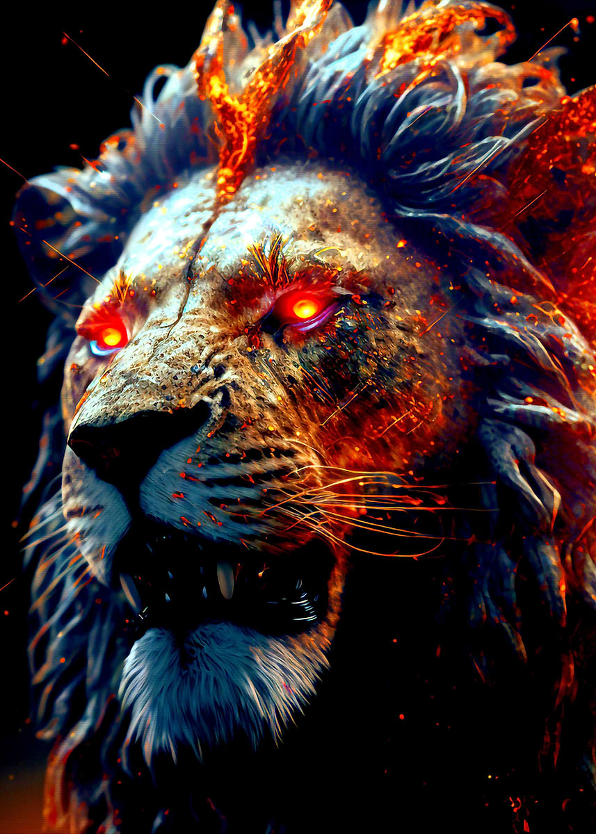 Lion' Poster, picture, metal print, paint by minh doan | Displate