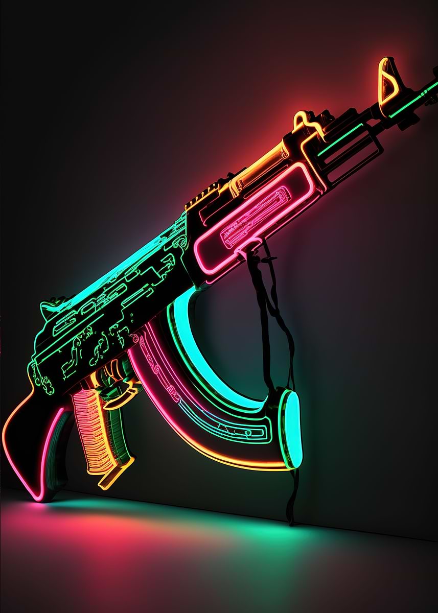 'gun neon' Poster, picture, metal print, paint by Peter Li | Displate