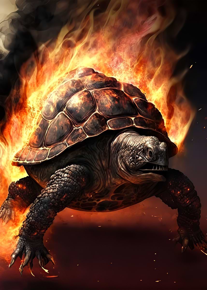 'Turle fire' Poster, picture, metal print, paint by lauren akaety ...