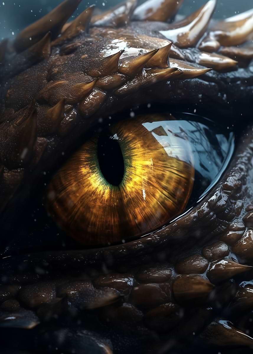 Thunder Dragons Topaz Eye — from the Dragons Lair collection, a Pixaverse metal print