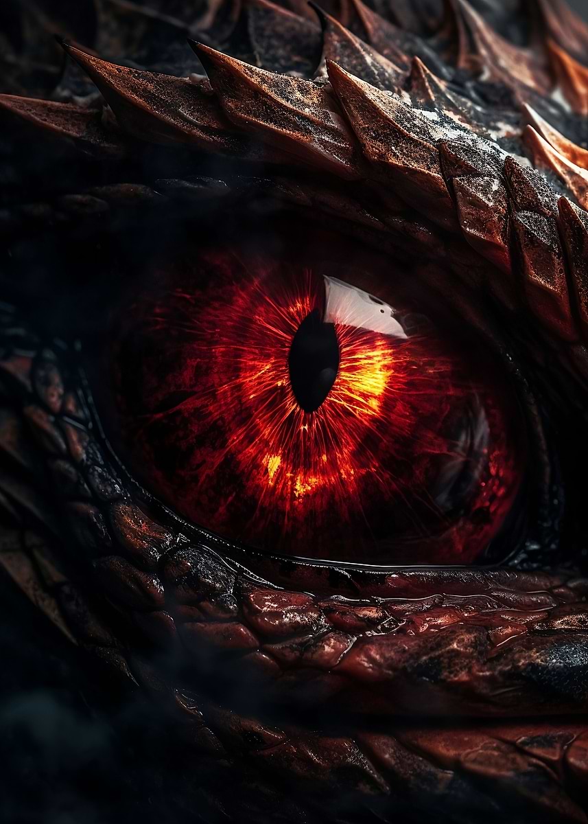 Fire Dragons Ruby Eye — from the Dragons Lair collection, a Pixaverse metal print