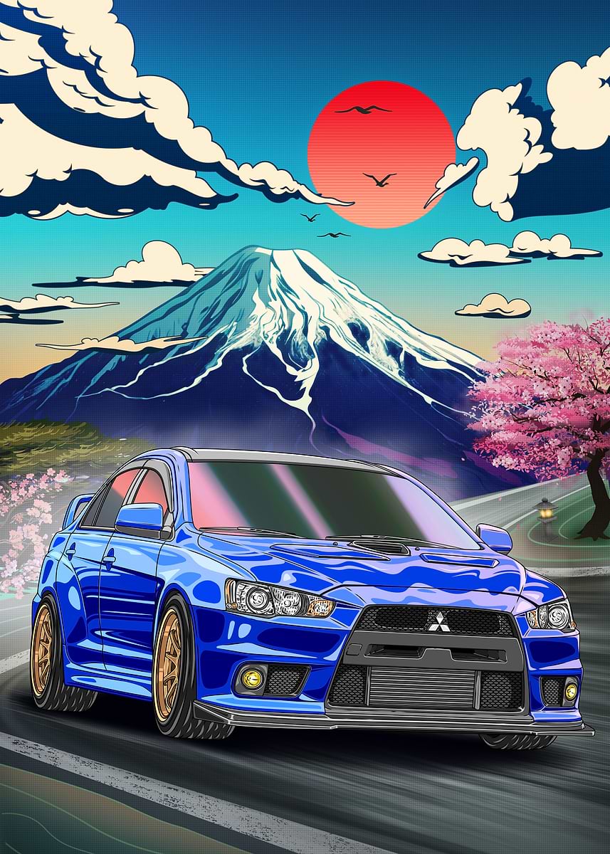 Mitsubishi Lancer Evo X' Poster, picture, metal print, paint by