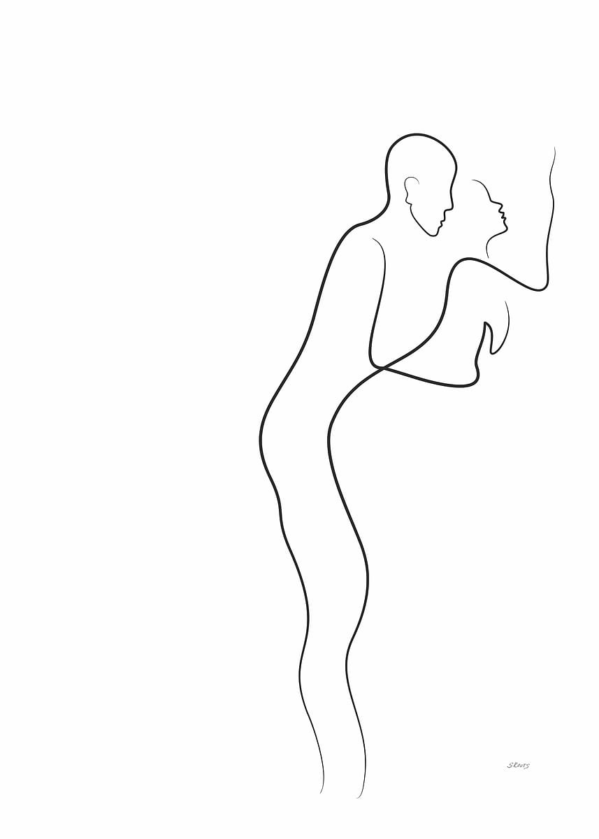 Sex pose line art Poster picture metal print paint by Siret  