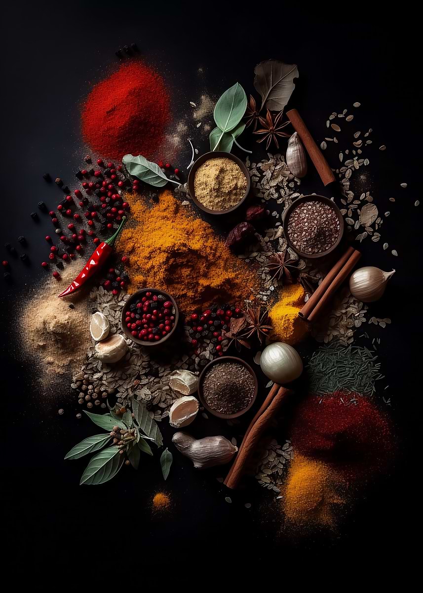 Himalayan Spices — from the Culinary Canvas collection, a Pixaverse metal print