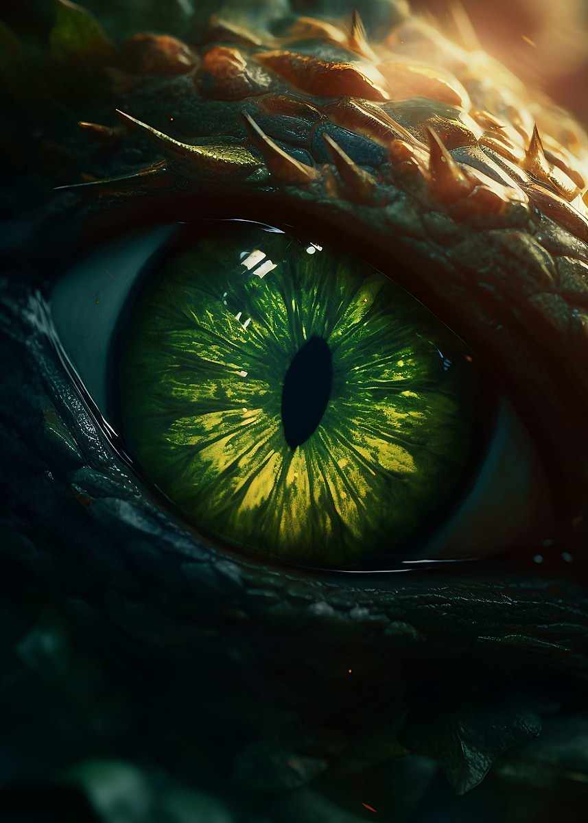 Forest Dragons Gem Eye — from the Dragons Lair collection, a Pixaverse metal print