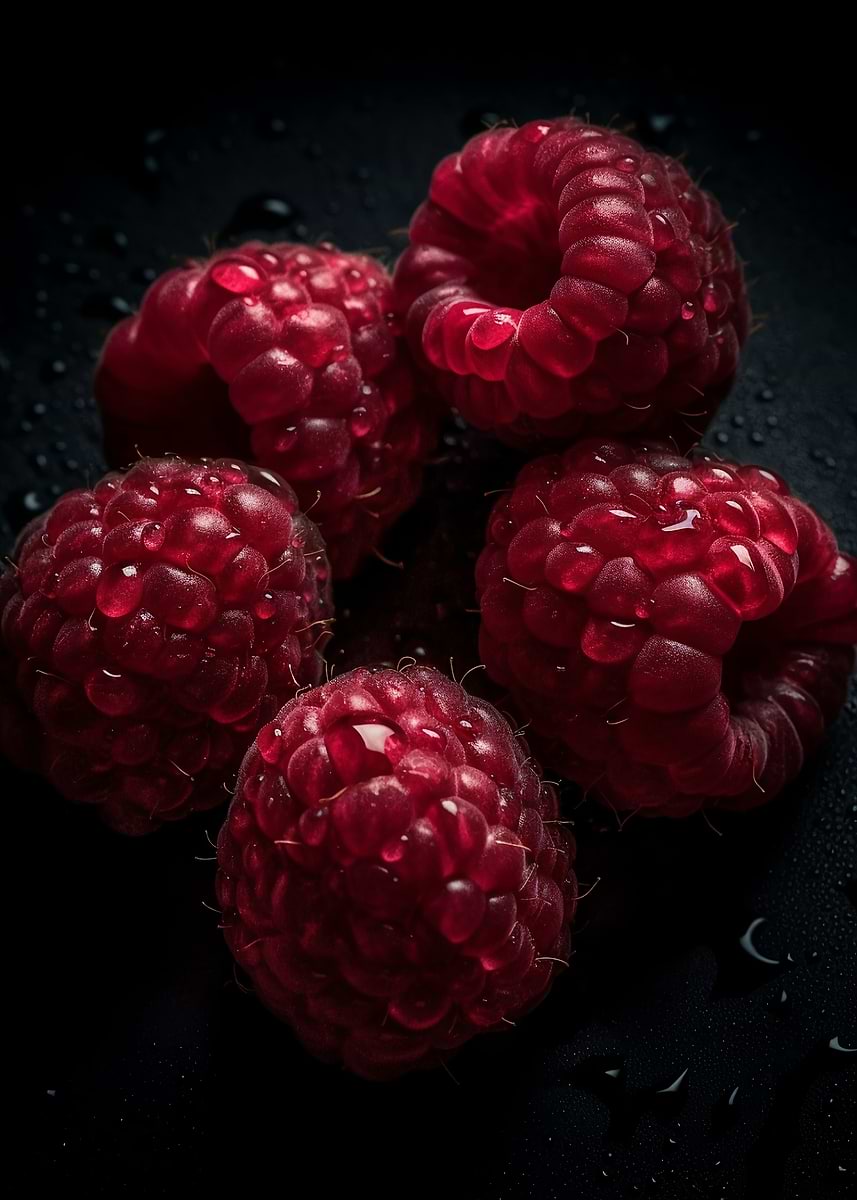 Fresh Raspberries — from the Culinary Canvas collection, a Pixaverse metal print
