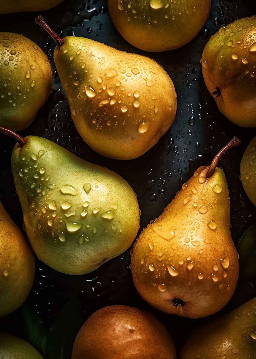 Fresh Pears — from the Culinary Canvas collection, a Pixaverse metal print