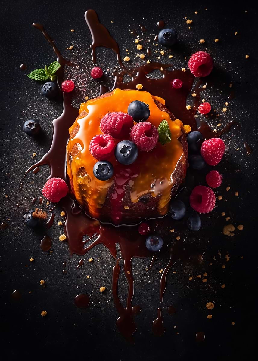 Colorful Fruit Dessert — from the Culinary Canvas collection, a Pixaverse metal print