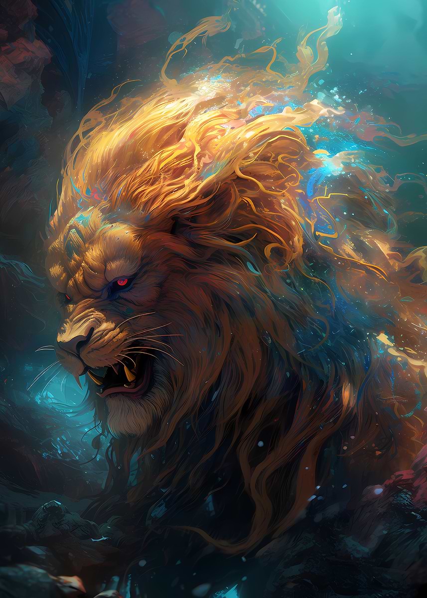 Lion Fashionable' Poster, picture, metal print, paint by Crimson