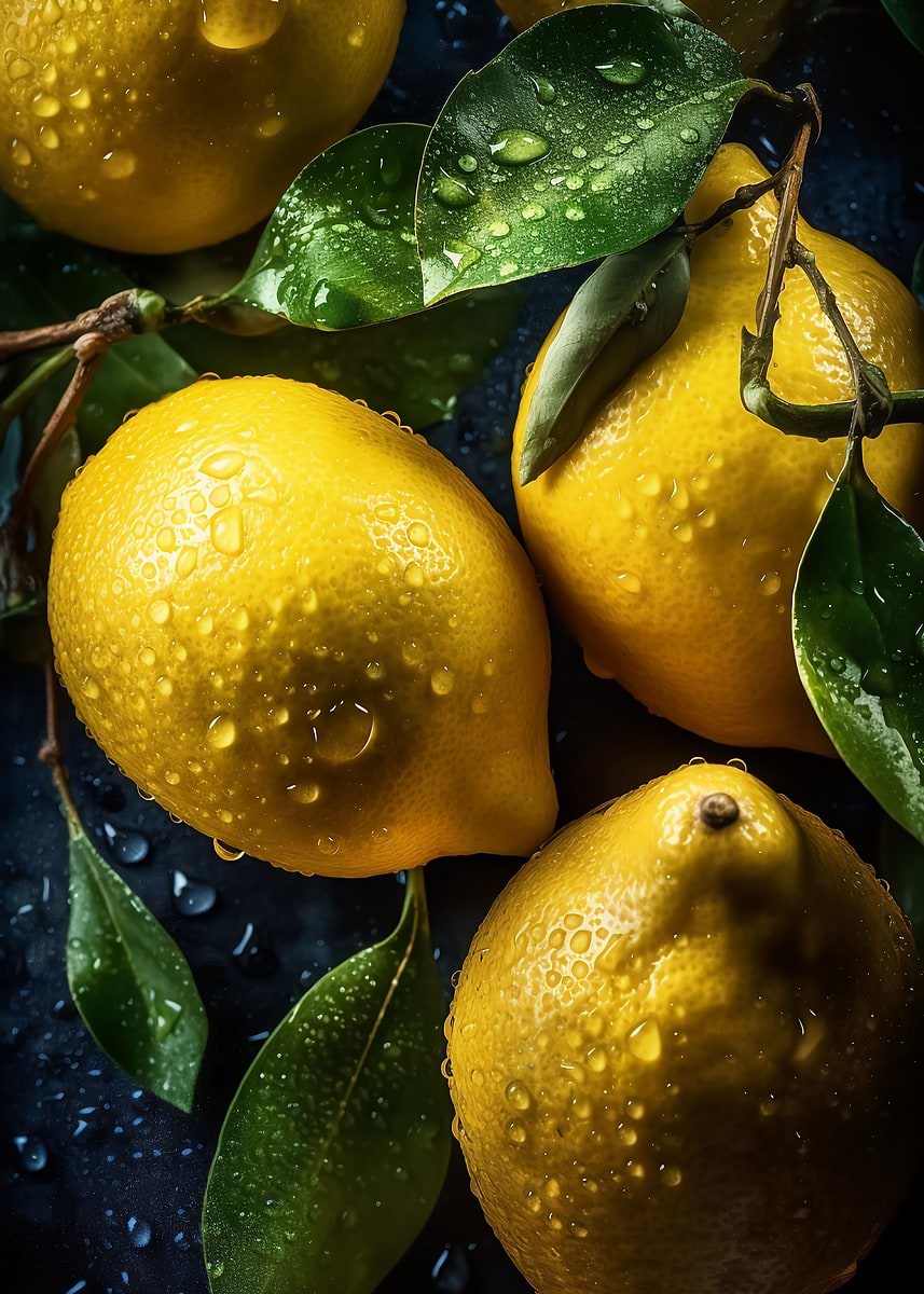 Fresh and Juicy Lemons — from the Culinary Canvas collection, a Pixaverse metal print