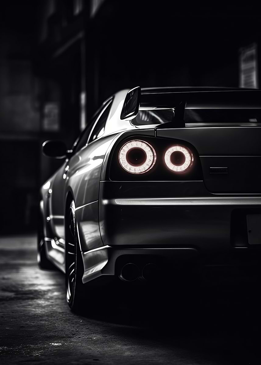 Nissan Skyline GTR R34 JDM — from the Trending Cars Retro collection, a Pixaverse metal print