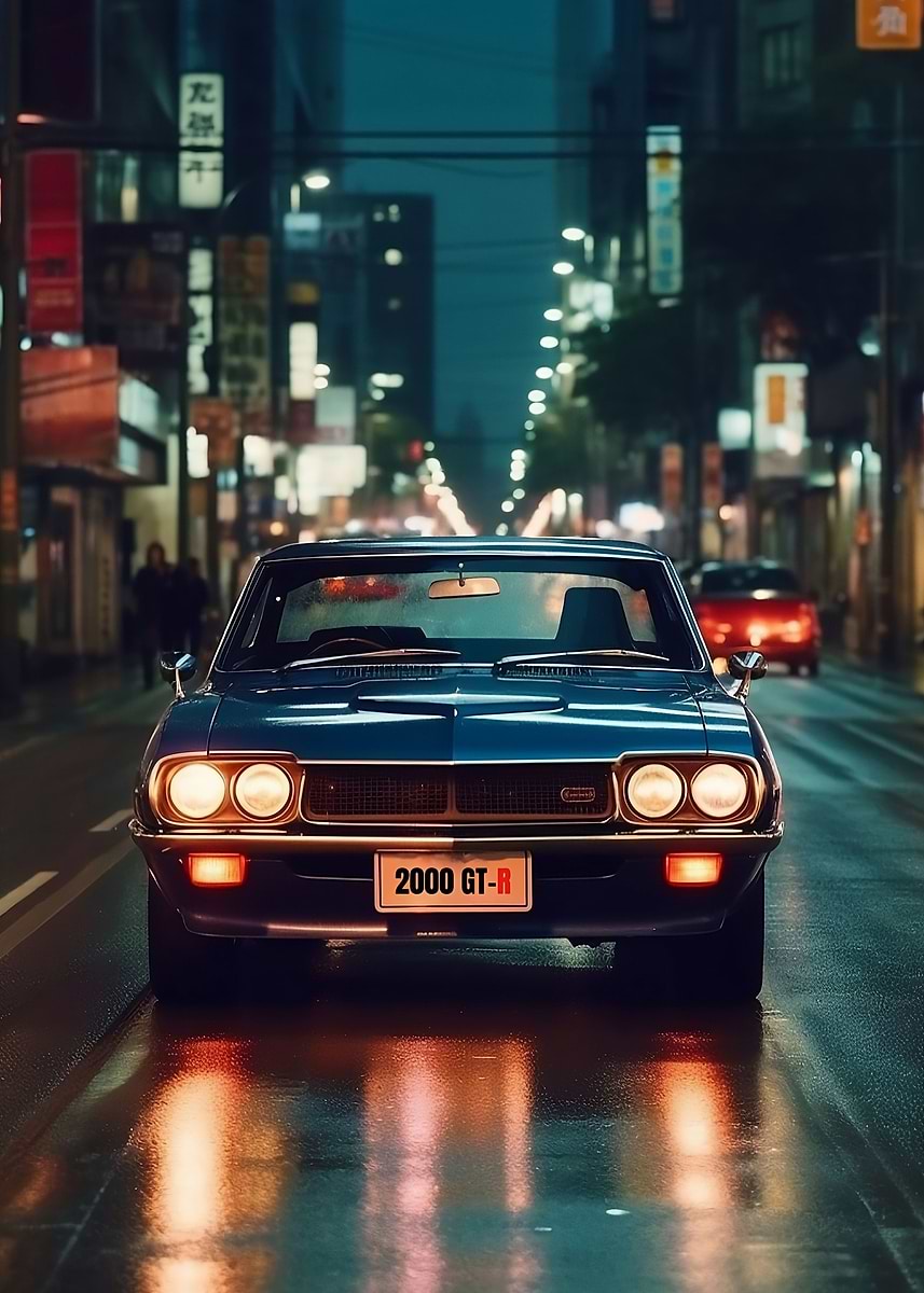 71 Nissan Skyline 2000 GTR — from the Trending Cars Retro collection, a Pixaverse metal print