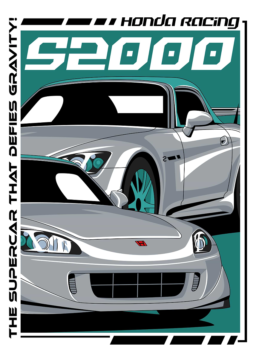 S2000 Poster 'S2000 JDM Car' Poster, picture, metal print, paint by Mikhaila Poster ...