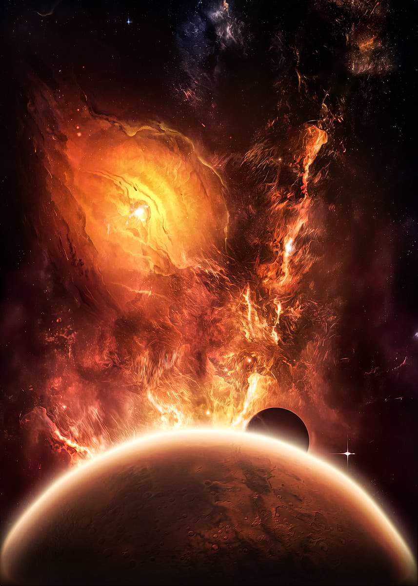 Space Exploding Art 'Planet Space Explosion' Poster, picture, metal print, paint by George ...