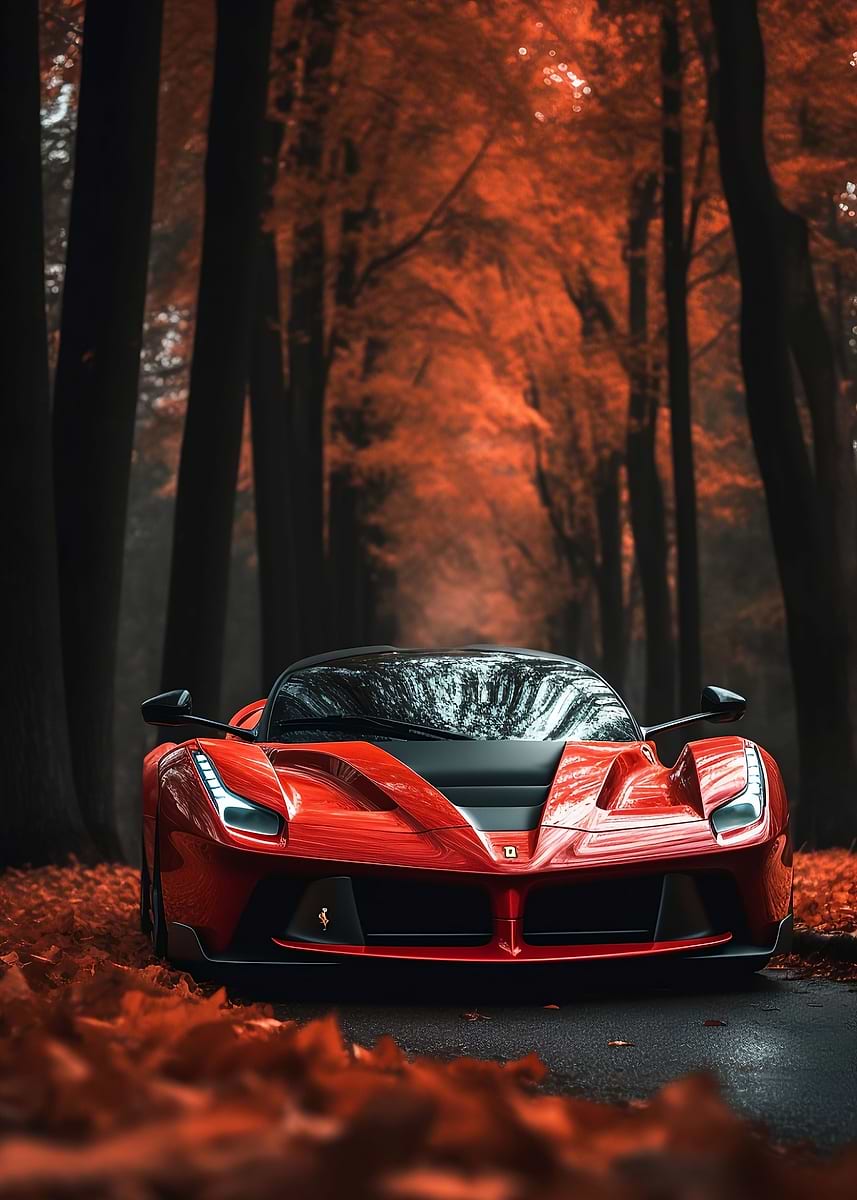 Red La Ferrari Super Car — from the Trending Cars Retro collection, a Pixaverse metal print