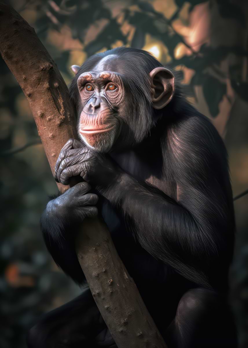 Chimp Wize 'Wise chimpanzee' Poster, picture, metal print, paint by Zooscape ...
