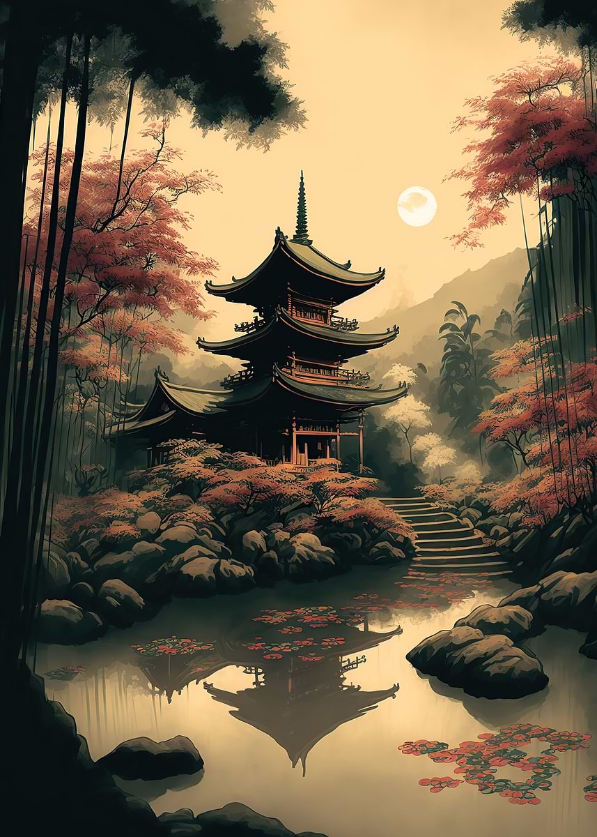 Japan Landscape Beautiful' Poster, picture, metal print, paint by