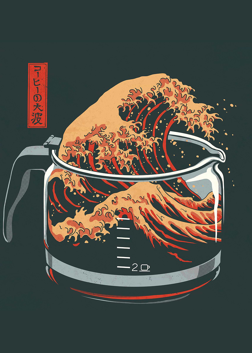The Great Wave of Coffee' Poster, picture, metal print, paint by