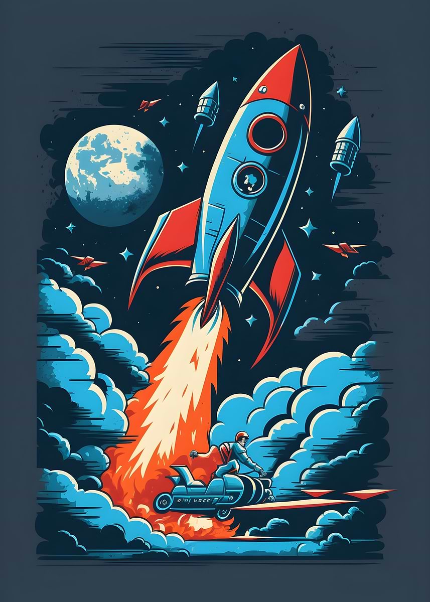 'Flying To The Moon Poster' Poster, picture, metal print, paint by ...