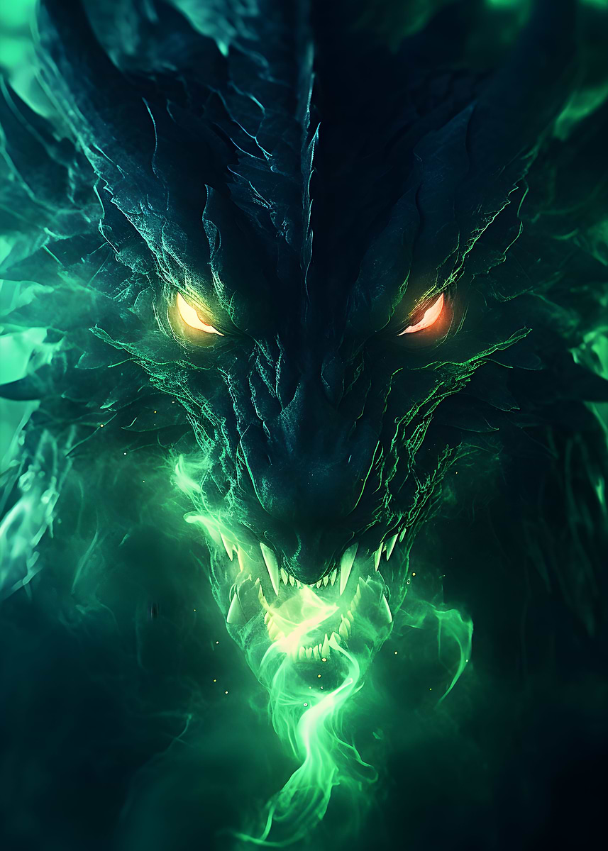 Black Shadow Dragons Power — from the Dragons Lair collection, a Pixaverse metal print
