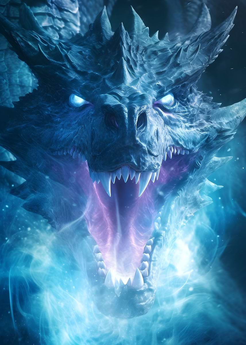 Ice Dragons Blizzard Roar — from the Dragons Lair collection, a Pixaverse metal print