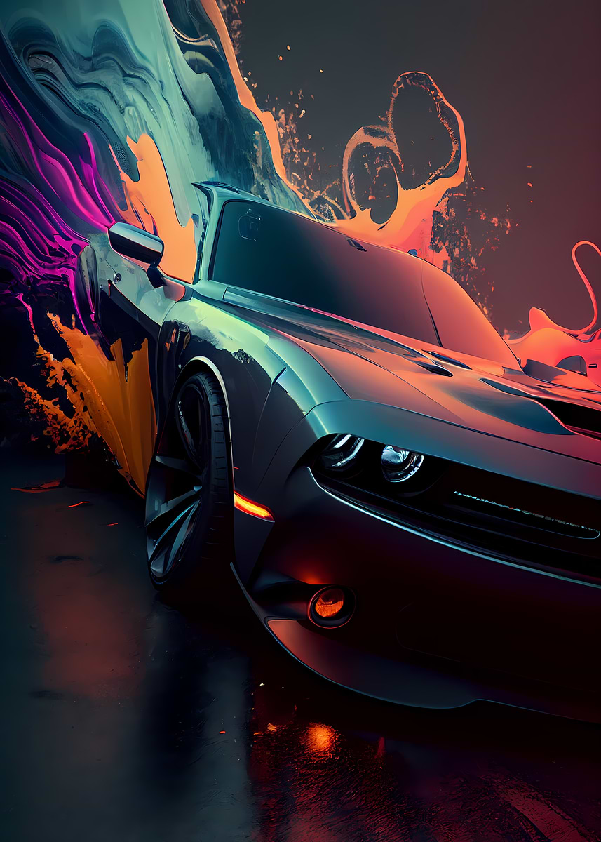 'Colorful Dodge Charger' Poster, picture, metal print, paint by ...
