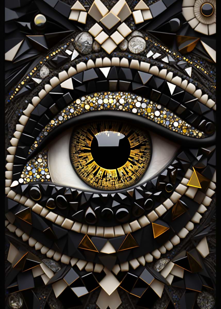 Yellow Mosaic 10' Poster, picture, metal print, paint by