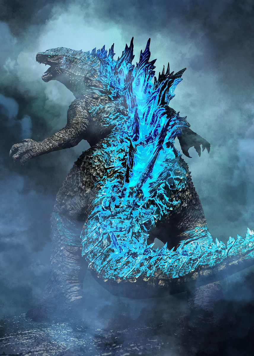 Godzilla's Back' Poster, picture, metal print, paint by Godzilla
