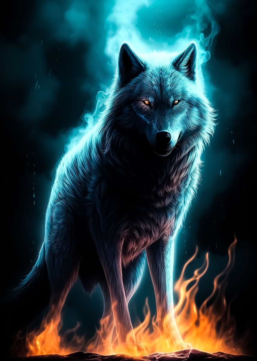 Black Wolf' Poster, picture, metal print, paint by Audrey | Displate