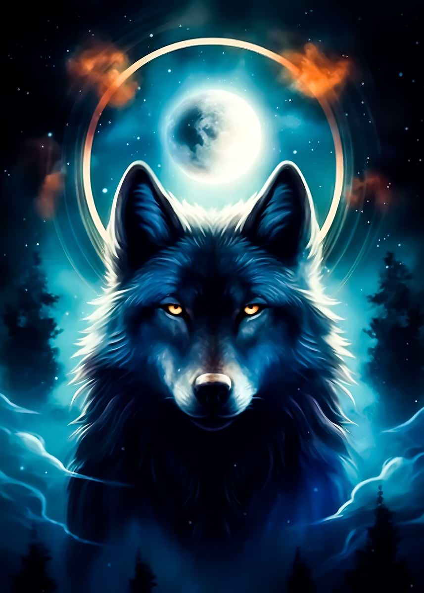 Black Wolf' Poster, picture, metal print, paint by Audrey | Displate