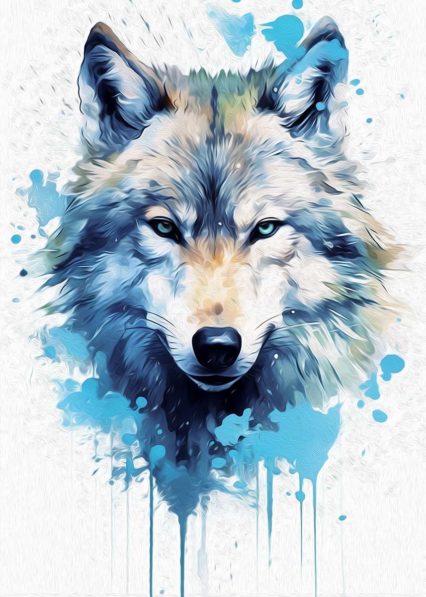 Wolf Watercolor' Poster, picture, metal print, paint by Sabiqul