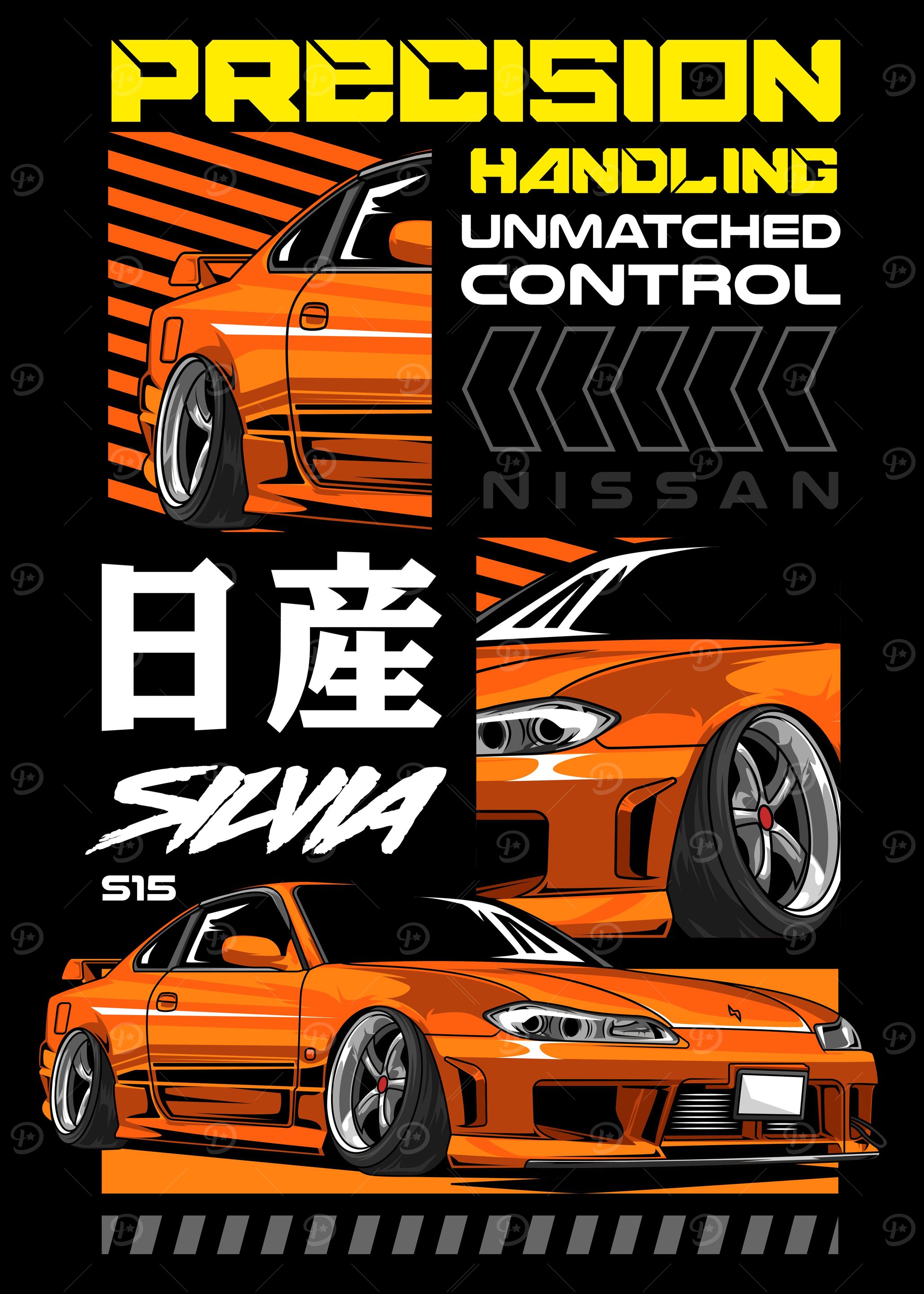 Orange Silvia S15 Car Poster, Picture & Metal Print – Sports Cars