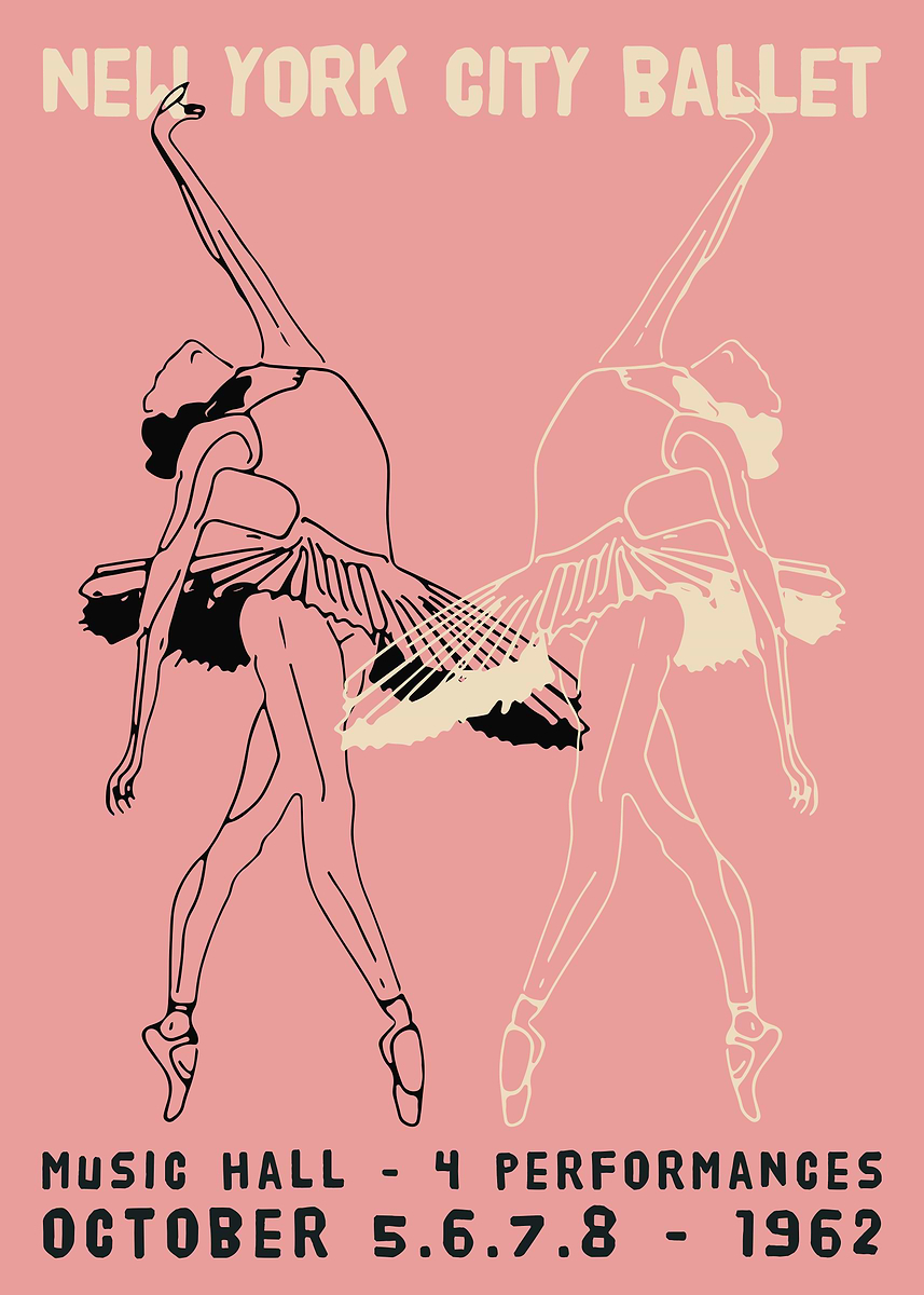 1962 NYC Ballet' Poster, picture, metal print, paint by
