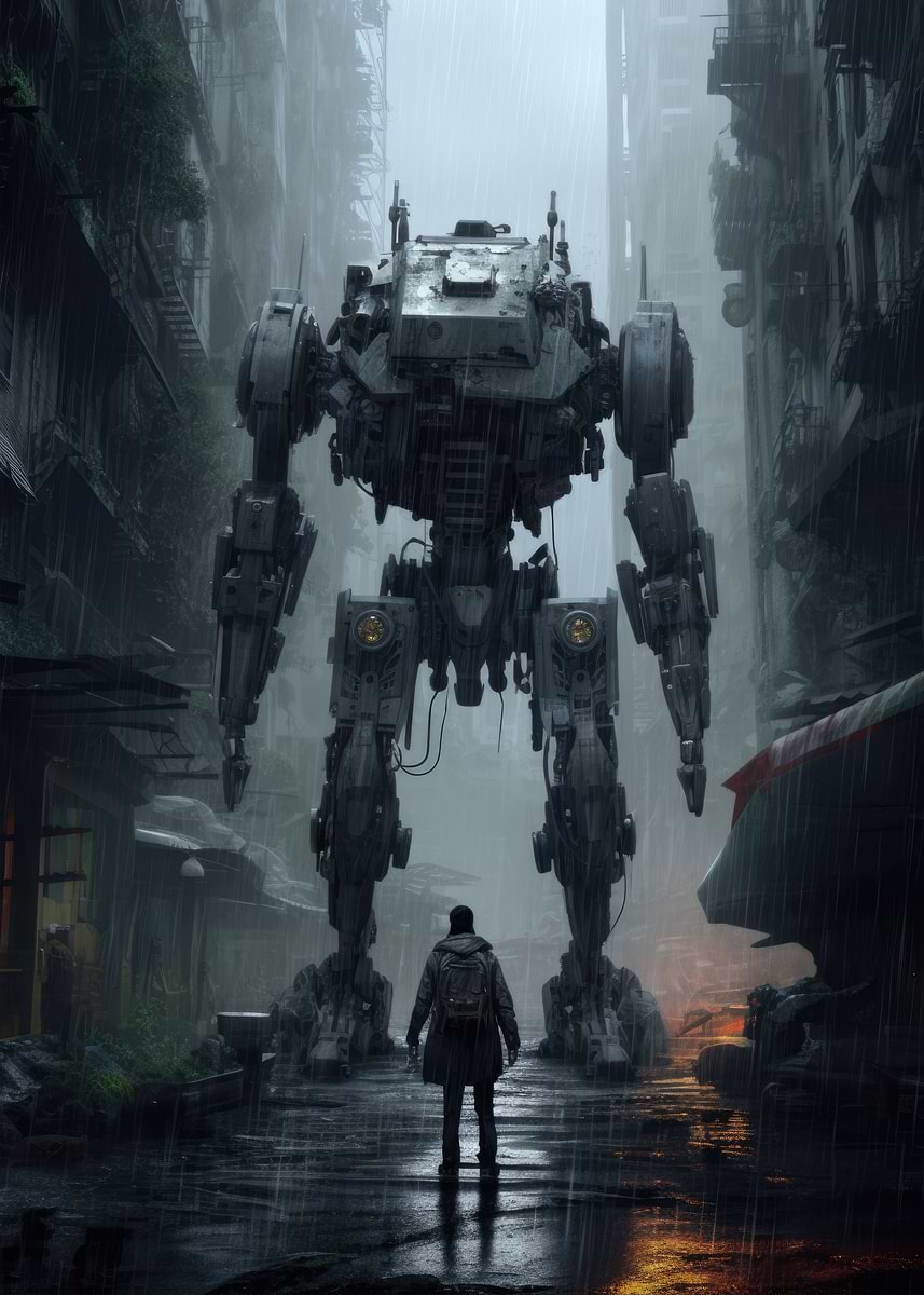 'Man vs Machine' Poster, picture, metal print, paint by Fayt | Displate