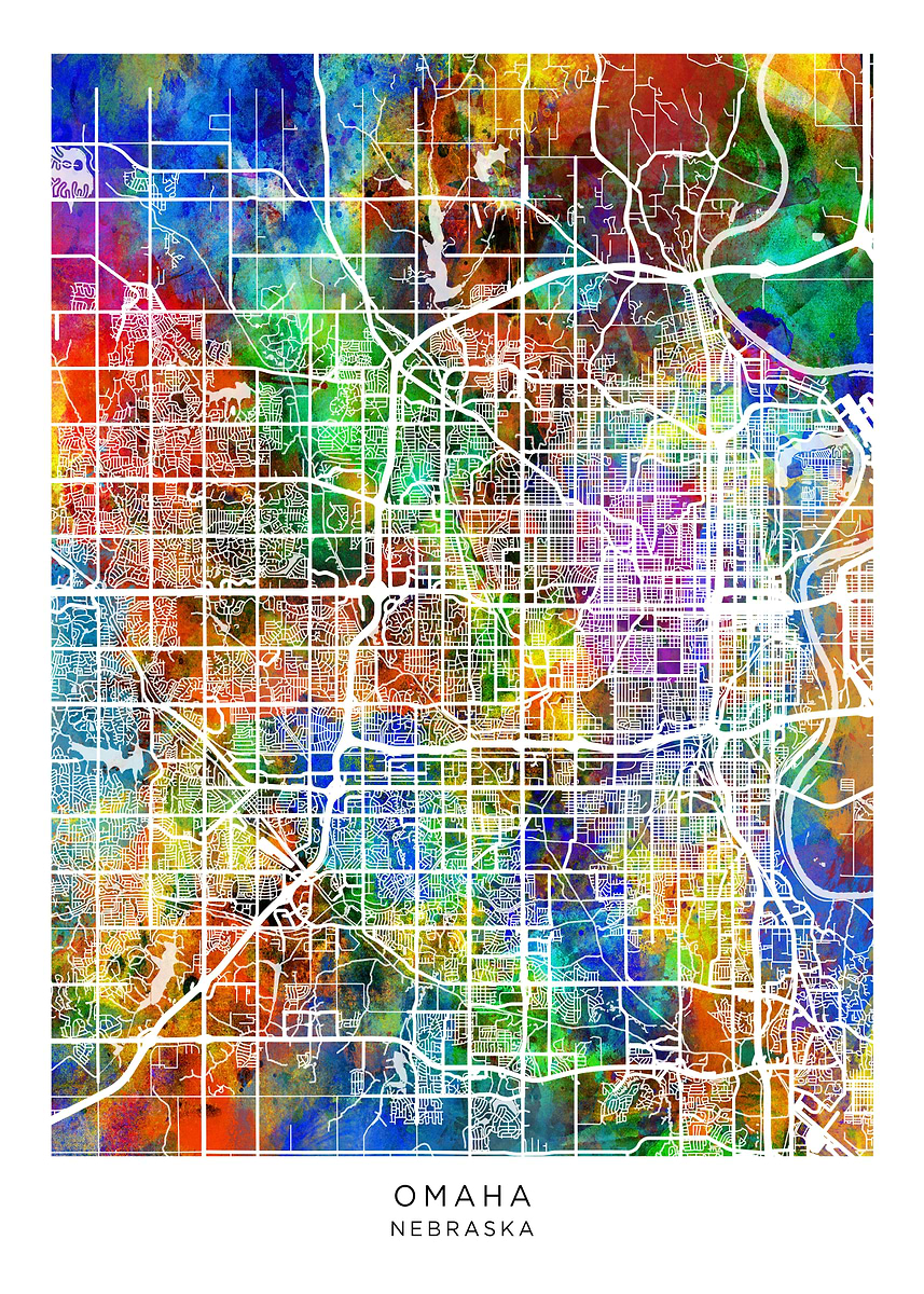 Omaha Nebraska Map Poster Picture Metal Print Paint By Michael 