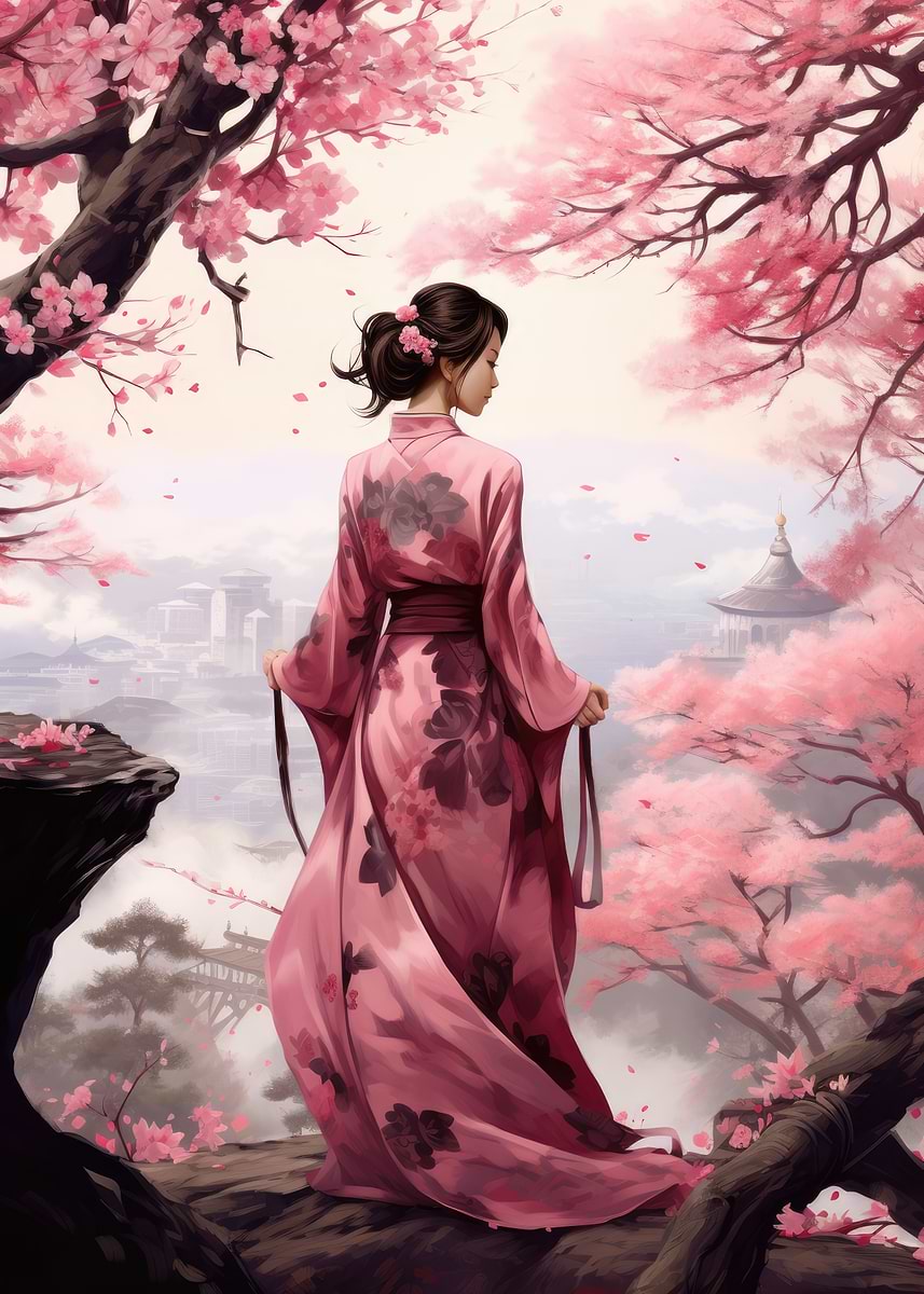 Cherry Blossom Japan Art' Poster, picture, metal print, paint by