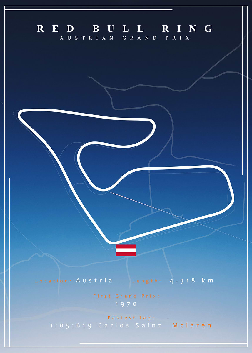 Ford Racing Map 'F1 Race Track Map ' Poster, picture, metal print, paint by Vineet ...