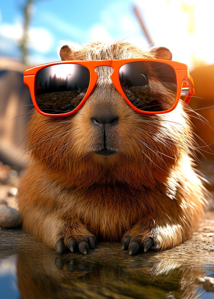 Photo Capy 'Capybara Happy Be Capy' Poster, picture, metal print, paint by ...