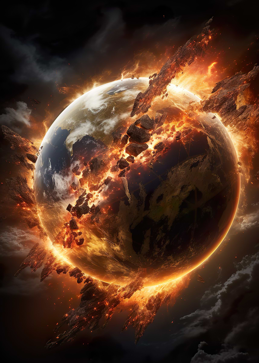 'Exploding Earth Planet' Poster, picture, metal print, paint by ...