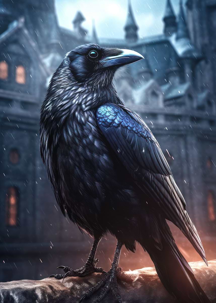 Fated Raven 'fantasy raven under rain' Poster, picture, metal print, paint by Adel ...