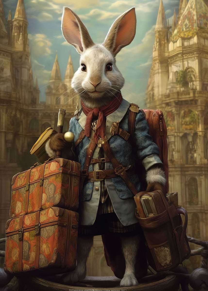 'Travel Guide Rabbit' Poster, picture, metal print, paint by Frank ...