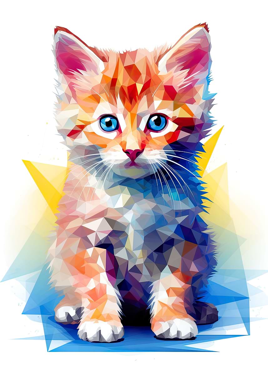 Abstract Cat Fun 'Cute Funny Cat Abstract' Poster, picture, metal print, paint by Janaka ...