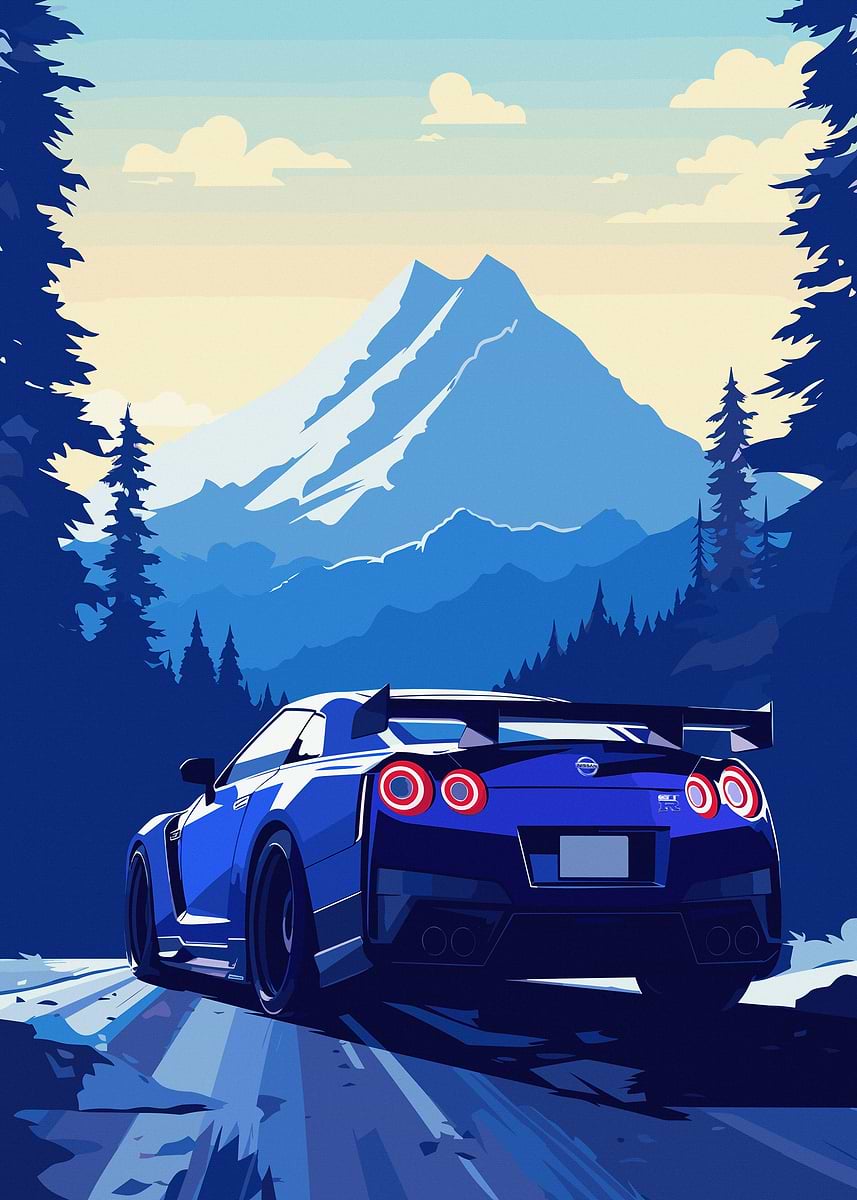 GTR R35 Skyline JDM Art — from the Trending Cars Retro collection, a Pixaverse metal print